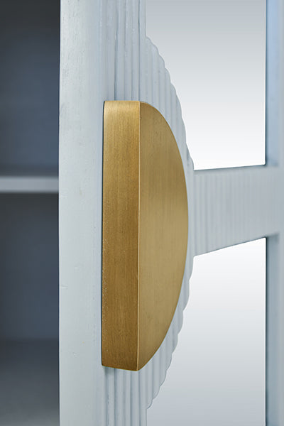 Worlds Away - Opal Four Door Mirror Front Reeded Case Buffet in Painted Light Blue - OPAL LB - GreatFurnitureDeal