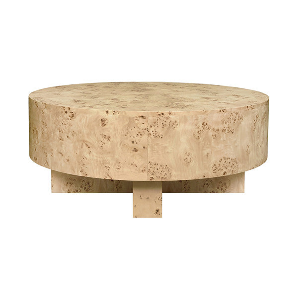 Worlds Away - Oslo Thick Top Coffee Table With Cross Base In Burl Wood - OSLO BW