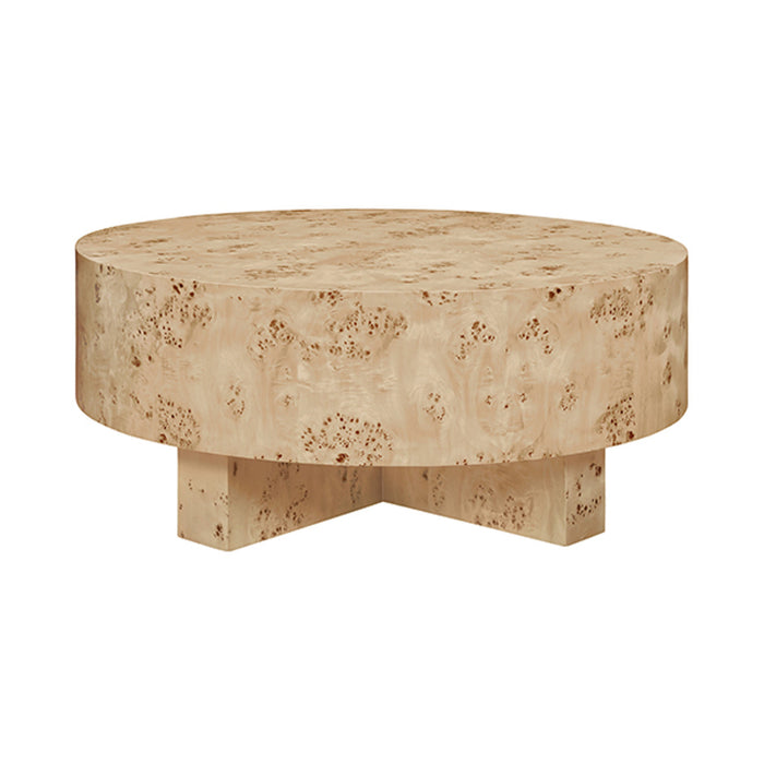 Worlds Away - Oslo Thick Top Coffee Table With Cross Base In Burl Wood - OSLO BW