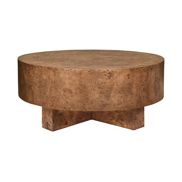 Worlds Away - Oslo Thick Top Coffee Table With Cross Base In Dark Burl Wood - OSLO DBW