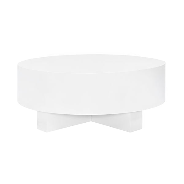 Worlds Away - Oslo Thick Top Coffee Table With Cross Base In White Lacquer - OSLO WH - GreatFurnitureDeal