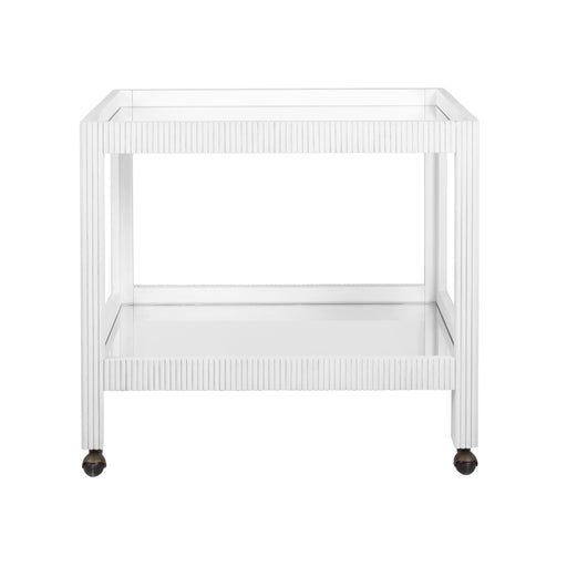 Worlds Away - Otis Fluted Bar Cart In White Washed Oak - OTIS WWO - GreatFurnitureDeal