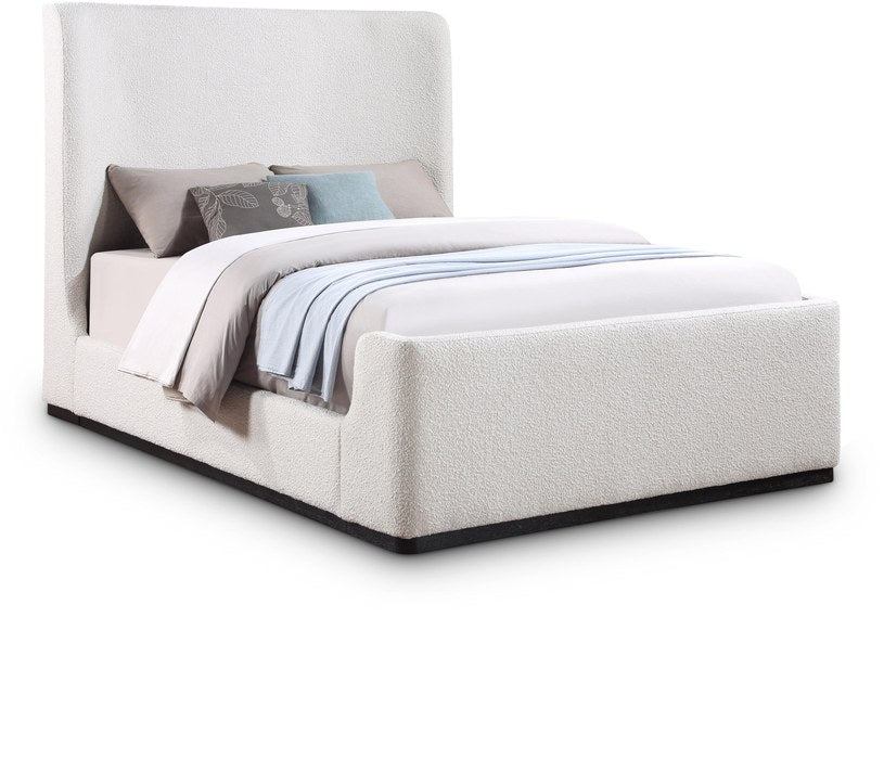 Meridian Furniture - Oliver Cream Boucle Fabric Upholstered Queen Bed (3 Boxes) - OliverCream-Q - GreatFurnitureDeal