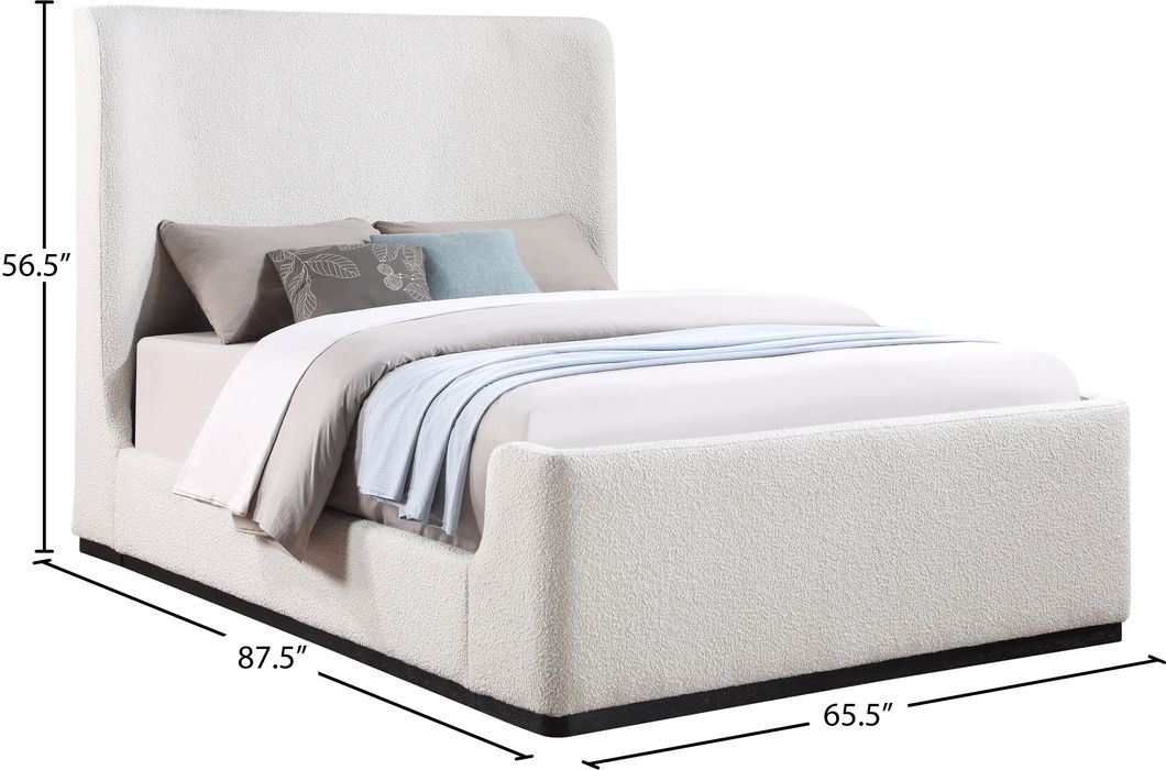 Meridian Furniture - Oliver Cream Boucle Fabric Upholstered Queen Bed (3 Boxes) - OliverCream-Q - GreatFurnitureDeal