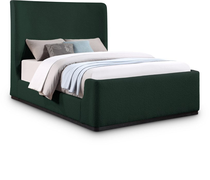 Meridian Furniture - Oliver Green Boucle Fabric Upholstered King Bed (3 Boxes) - OliverGreen-K - GreatFurnitureDeal