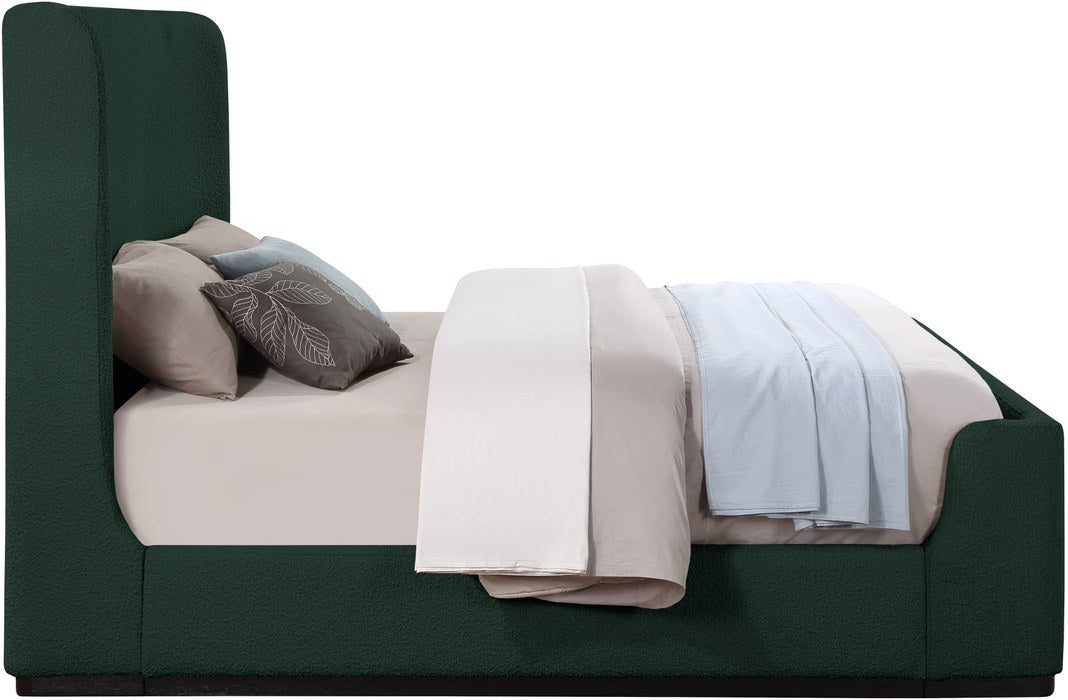 Meridian Furniture - Oliver Green Boucle Fabric Upholstered King Bed (3 Boxes) - OliverGreen-K - GreatFurnitureDeal