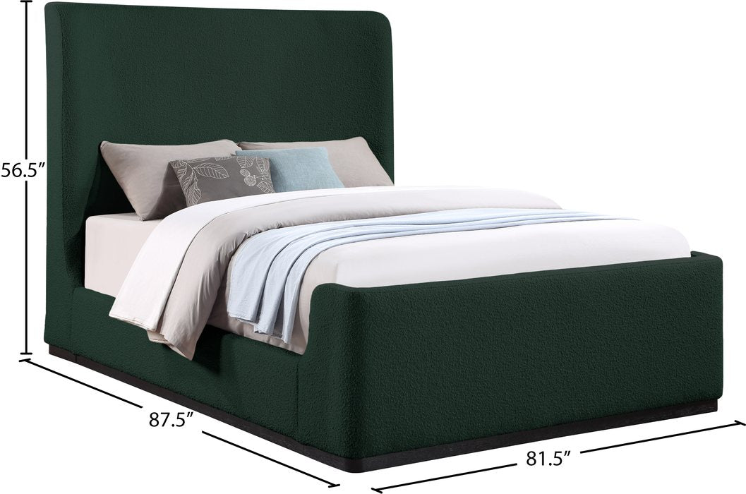 Meridian Furniture - Oliver Green Boucle Fabric Upholstered King Bed (3 Boxes) - OliverGreen-K - GreatFurnitureDeal