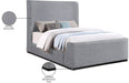 Meridian Furniture - Oliver Grey Boucle Fabric Upholstered Full Bed (3 Boxes) - OliverGrey-F - GreatFurnitureDeal