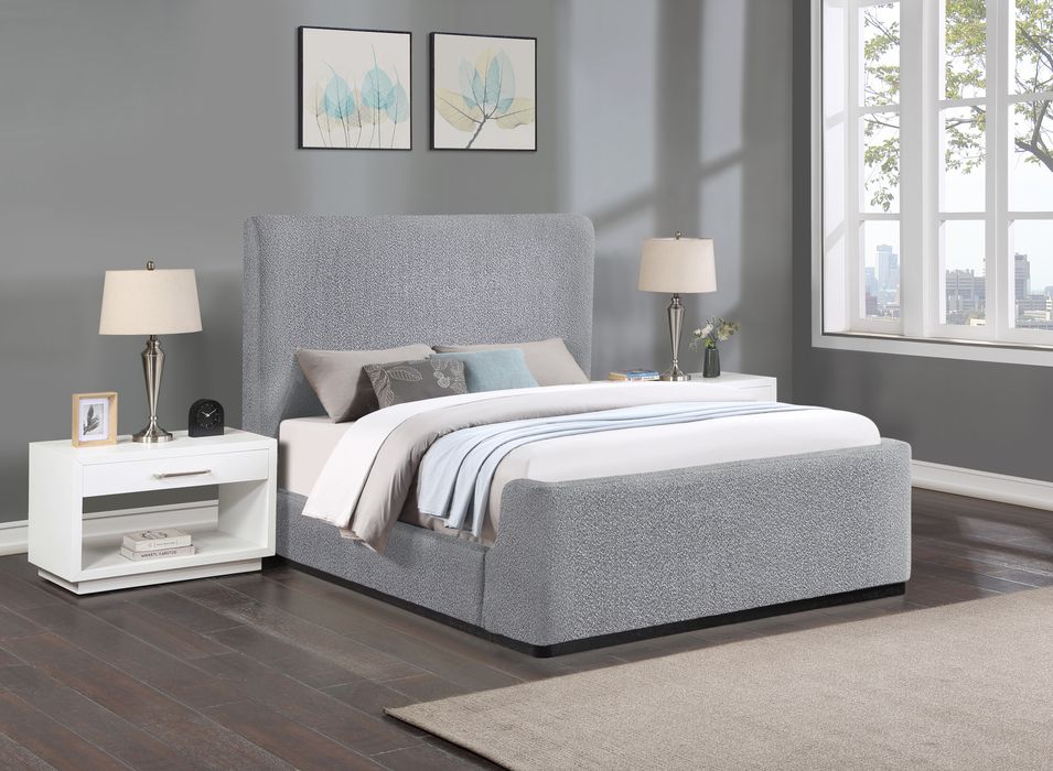 Meridian Furniture - Oliver Grey Boucle Fabric Upholstered Full Bed (3 Boxes) - OliverGrey-F - GreatFurnitureDeal