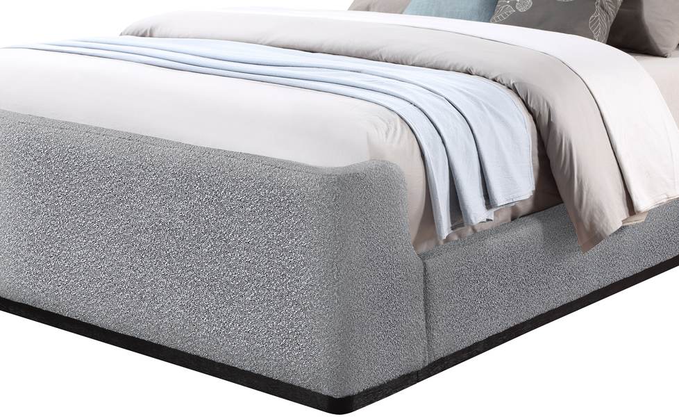 Meridian Furniture - Oliver Grey Boucle Fabric Upholstered Full Bed (3 Boxes) - OliverGrey-F - GreatFurnitureDeal