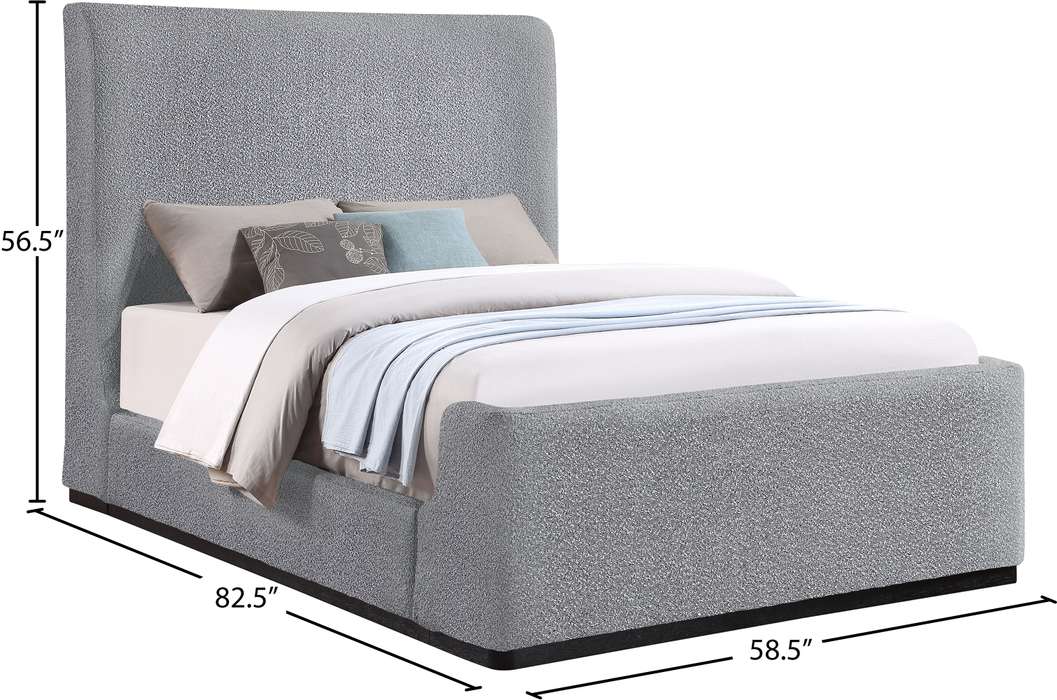 Meridian Furniture - Oliver Grey Boucle Fabric Upholstered Full Bed (3 Boxes) - OliverGrey-F - GreatFurnitureDeal