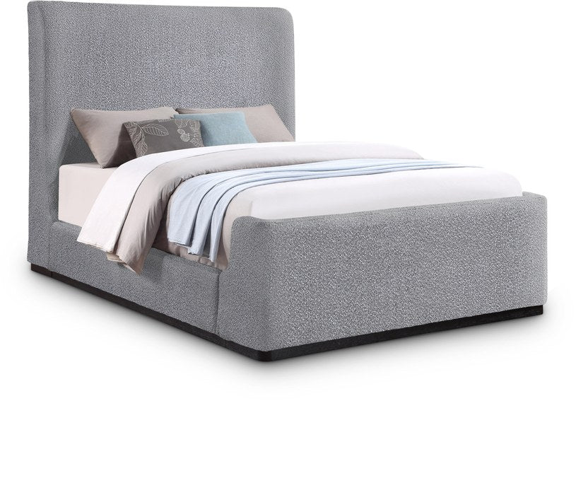 Meridian Furniture - Oliver Grey Boucle Fabric Upholstered King Bed (3 Boxes) - OliverGrey-K - GreatFurnitureDeal