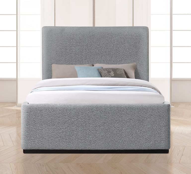 Meridian Furniture - Oliver Grey Boucle Fabric Upholstered King Bed (3 Boxes) - OliverGrey-K - GreatFurnitureDeal