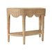 Worlds Away - Scalloped Top Demi Lune Console In Woven Rattan With Open Shelf - PALOMA - GreatFurnitureDeal