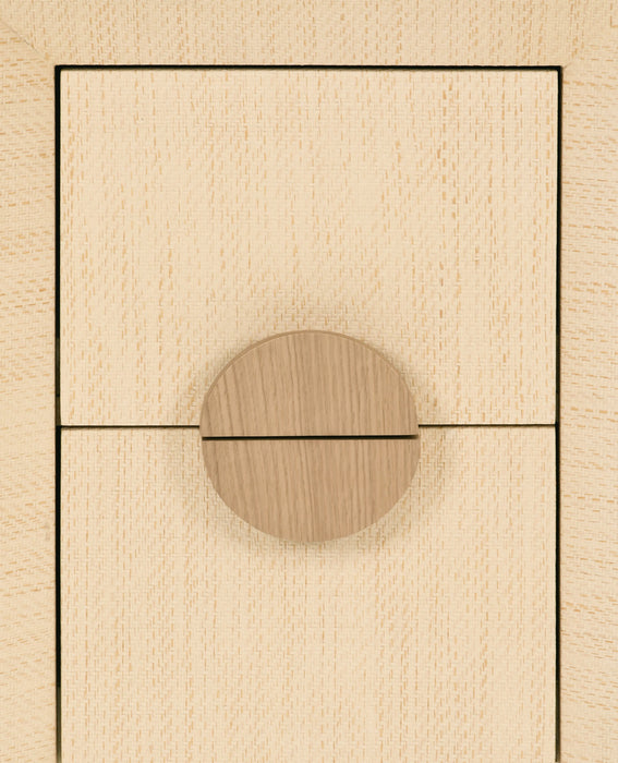 Worlds Away - Parker Two Drawer Small Side Table In Natural Grasscloth With Cerused Oak Handles - PARKER NAT