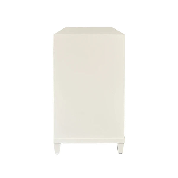 Worlds Away - Pascal Four Drawer Chest With Fluted Drawer Fronts In Matte Antique White Lacquer - PASCAL AW