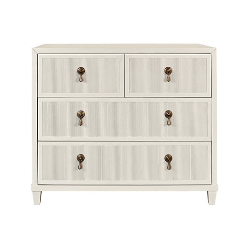 Worlds Away - Pascal Four Drawer Chest With Fluted Drawer Fronts In Matte Antique White Lacquer - PASCAL AW - GreatFurnitureDeal