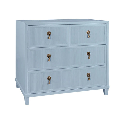 Worlds Away - Pascal Four Drawer Chest With Fluted Drawer Fronts In Matte Light Blue Lacquer - PASCAL LB - GreatFurnitureDeal