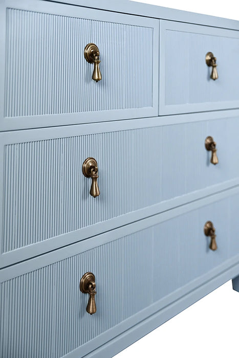 Worlds Away - Pascal Four Drawer Chest With Fluted Drawer Fronts In Matte Light Blue Lacquer - PASCAL LB