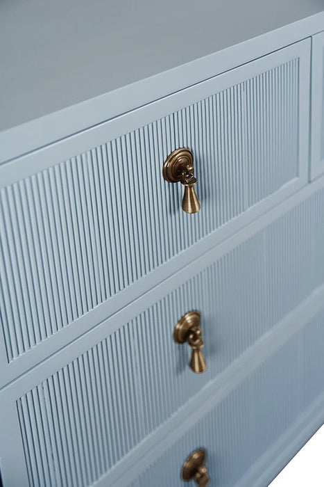 Worlds Away - Pascal Four Drawer Chest With Fluted Drawer Fronts In Matte Light Blue Lacquer - PASCAL LB