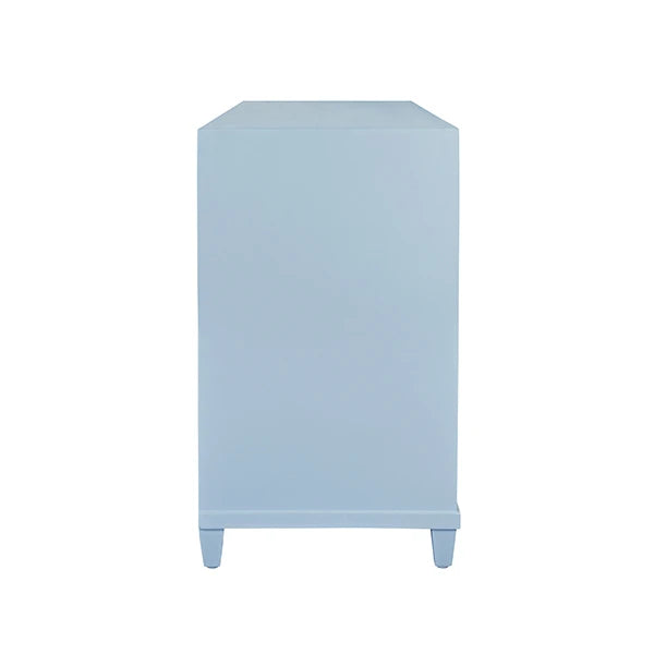 Worlds Away - Pascal Four Drawer Chest With Fluted Drawer Fronts In Matte Light Blue Lacquer - PASCAL LB