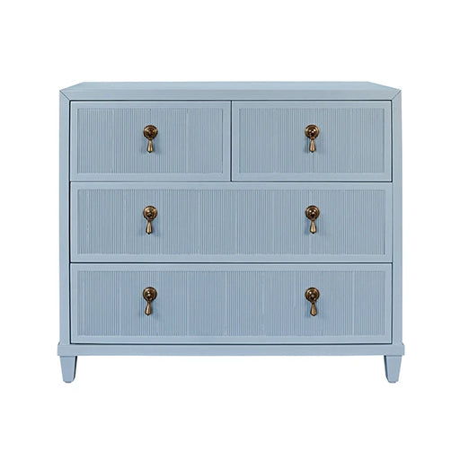 Worlds Away - Pascal Four Drawer Chest With Fluted Drawer Fronts In Matte Light Blue Lacquer - PASCAL LB - GreatFurnitureDeal