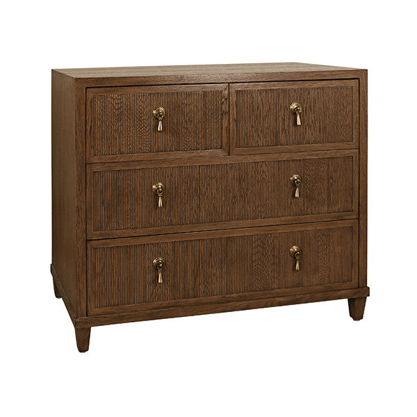 Worlds Away - Pascal Four Drawer Chest With Fluted Drawer Fronts In Provincial Brown Oak - PASCAL PBO