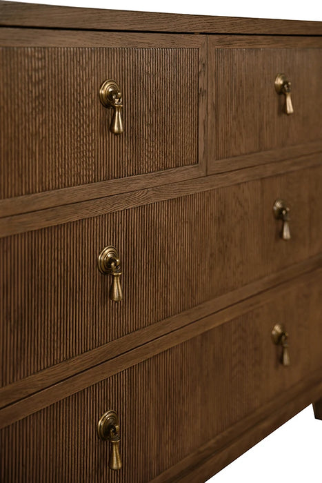 Worlds Away - Pascal Four Drawer Chest With Fluted Drawer Fronts In Provincial Brown Oak - PASCAL PBO