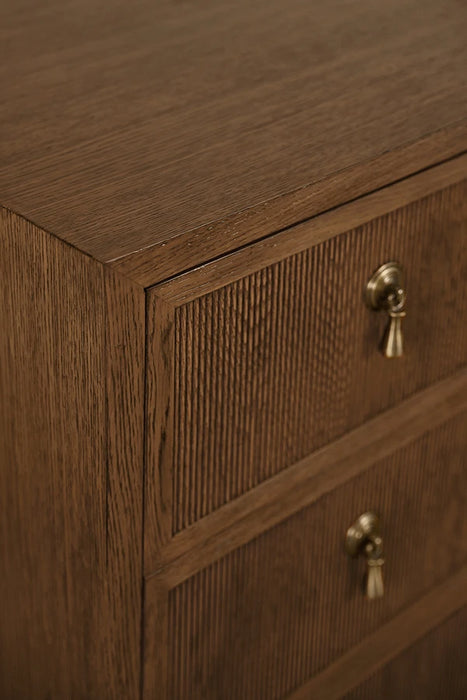 Worlds Away - Pascal Four Drawer Chest With Fluted Drawer Fronts In Provincial Brown Oak - PASCAL PBO