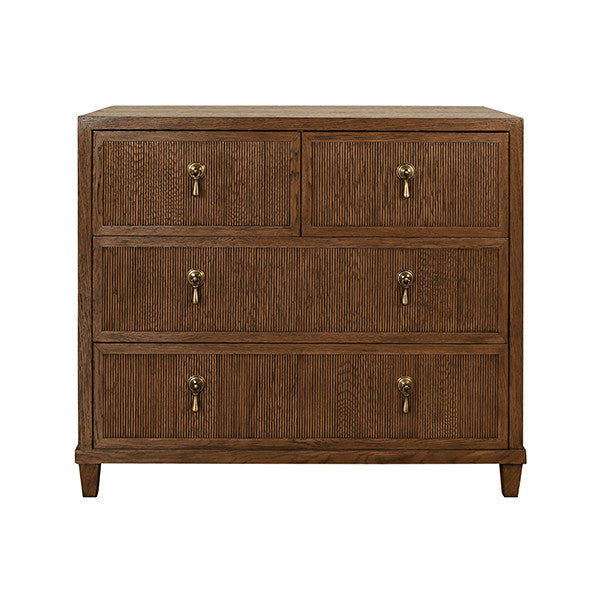 Worlds Away - Pascal Four Drawer Chest With Fluted Drawer Fronts In Provincial Brown Oak - PASCAL PBO