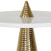 Worlds Away - Round Side Table With Conical Coiled Brass Base And White Marble Top  - PASHA - GreatFurnitureDeal