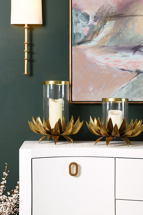 Worlds Away - Paulina Curved Front Two Door Three Drawer Buffet In Textured White Linen With Satin Brass Ring Hardware - PAULINA WH