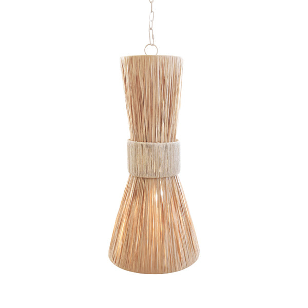 Worlds Away - Elongated Hourglass Pendant Wrapped In Natural Rafia - PAX - GreatFurnitureDeal