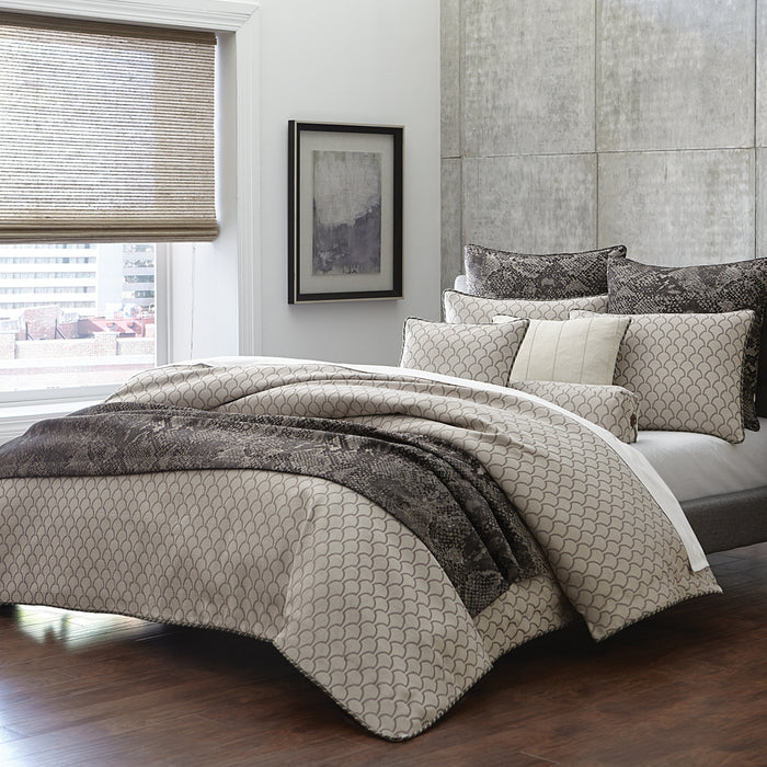 AICO Furniture - Paragon"9pc Queen Comforter Set"Taupe - BCS-QS09-PRAGN-TAUP - GreatFurnitureDeal