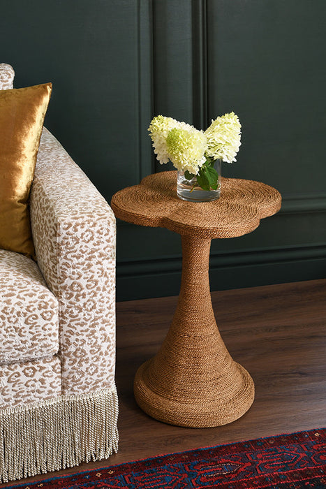 Worlds Away - Primrose Clover Top Side Table In Wrapped Rope - PRIMROSE