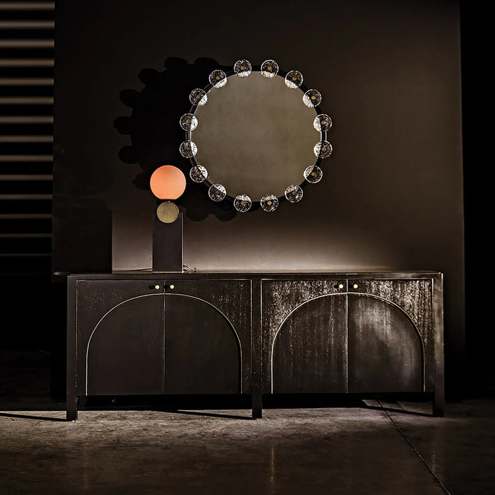 NOIR Furniture - Moira Mirror W-Glass Details, Black Metal - PZ008MTB