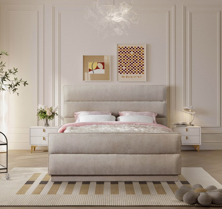 Meridian Furniture - Paxton Beige Chenille Fabric Upholstered King Bed (3 Boxes) - PaxtonBeige-K - GreatFurnitureDeal