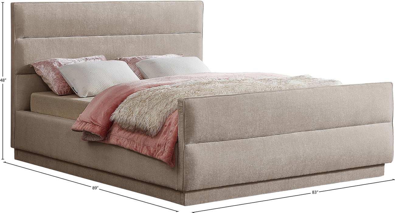 Meridian Furniture - Paxton Beige Chenille Fabric Upholstered King Bed (3 Boxes) - PaxtonBeige-K - GreatFurnitureDeal