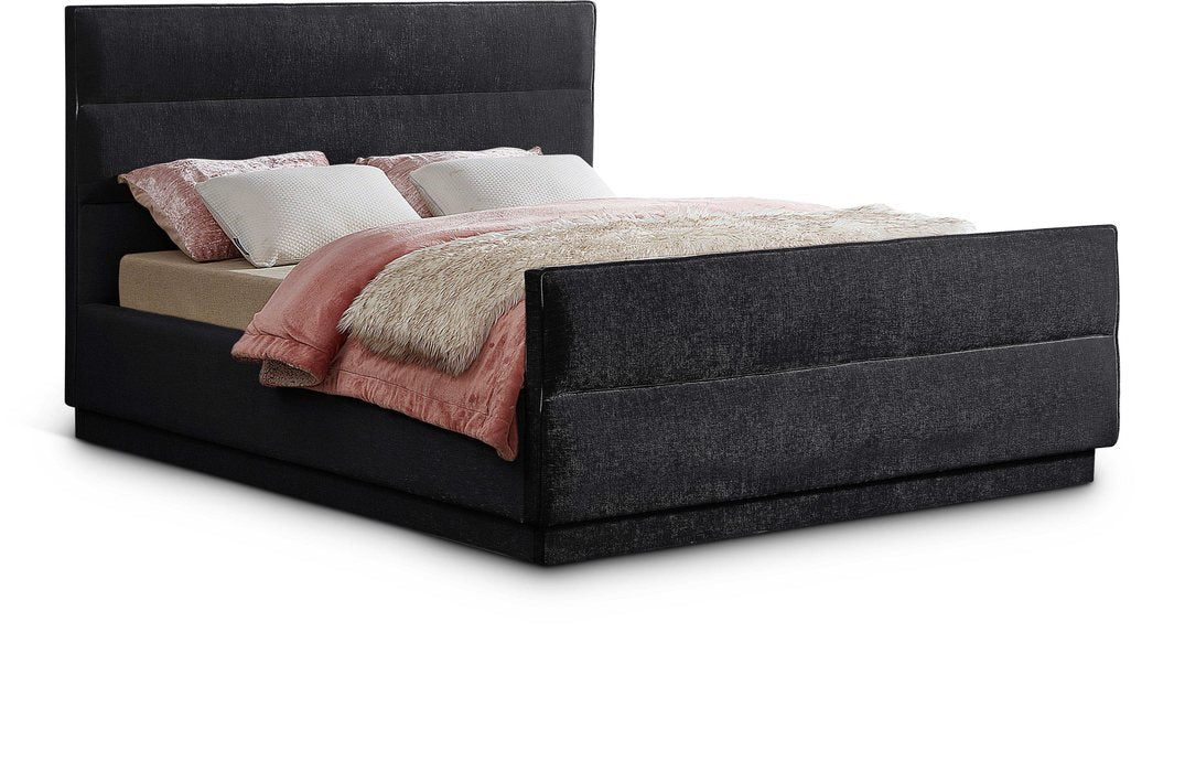 Meridian Furniture - Paxton Black Chenille Fabric Upholstered King Bed (3 Boxes) - PaxtonBlack-K - GreatFurnitureDeal