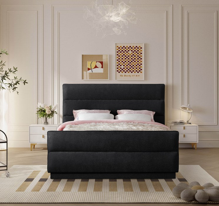 Meridian Furniture - Paxton Black Chenille Fabric Upholstered King Bed (3 Boxes) - PaxtonBlack-K - GreatFurnitureDeal