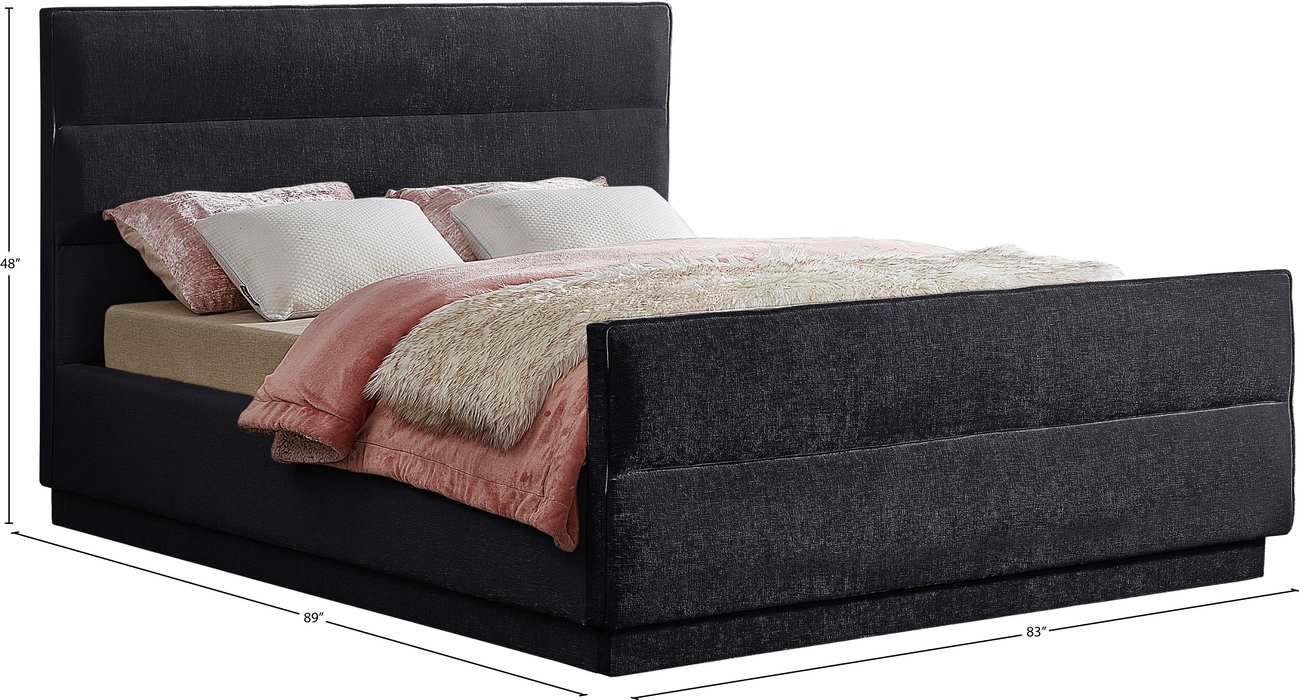 Meridian Furniture - Paxton Black Chenille Fabric Upholstered King Bed (3 Boxes) - PaxtonBlack-K - GreatFurnitureDeal