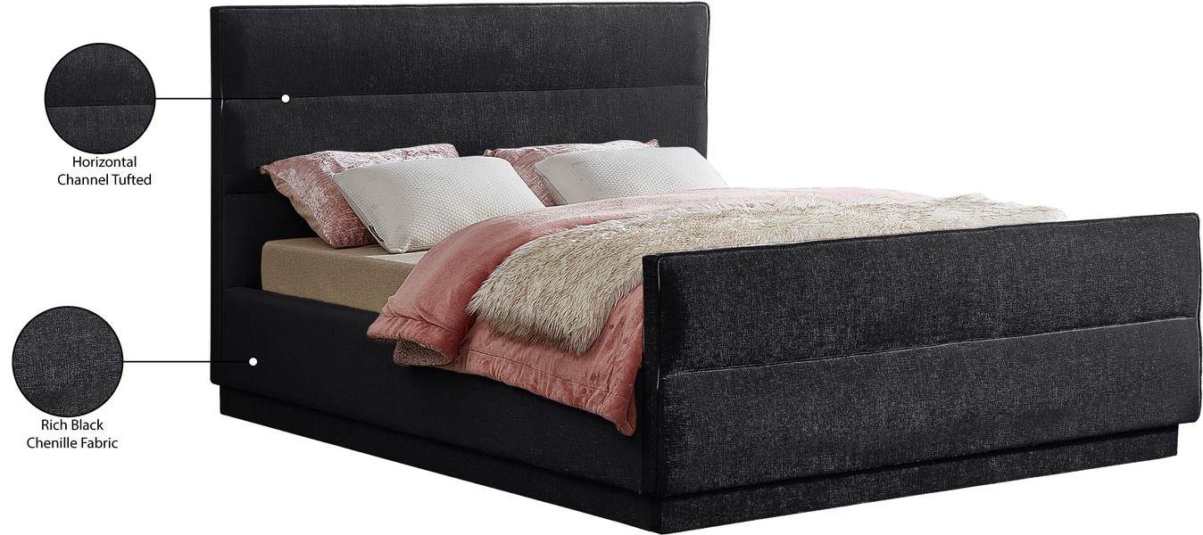 Meridian Furniture - Paxton Black Chenille Fabric Upholstered King Bed (3 Boxes) - PaxtonBlack-K - GreatFurnitureDeal