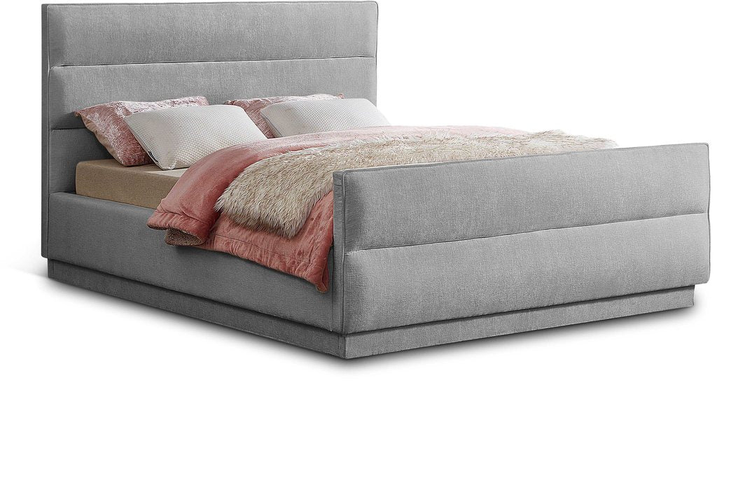 Meridian Furniture - Paxton Grey Chenille Fabric Upholstered King Bed (3 Boxes) - PaxtonGrey-K - GreatFurnitureDeal