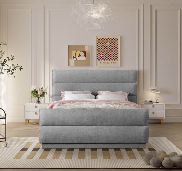 Meridian Furniture - Paxton Grey Chenille Fabric Upholstered King Bed (3 Boxes) - PaxtonGrey-K - GreatFurnitureDeal