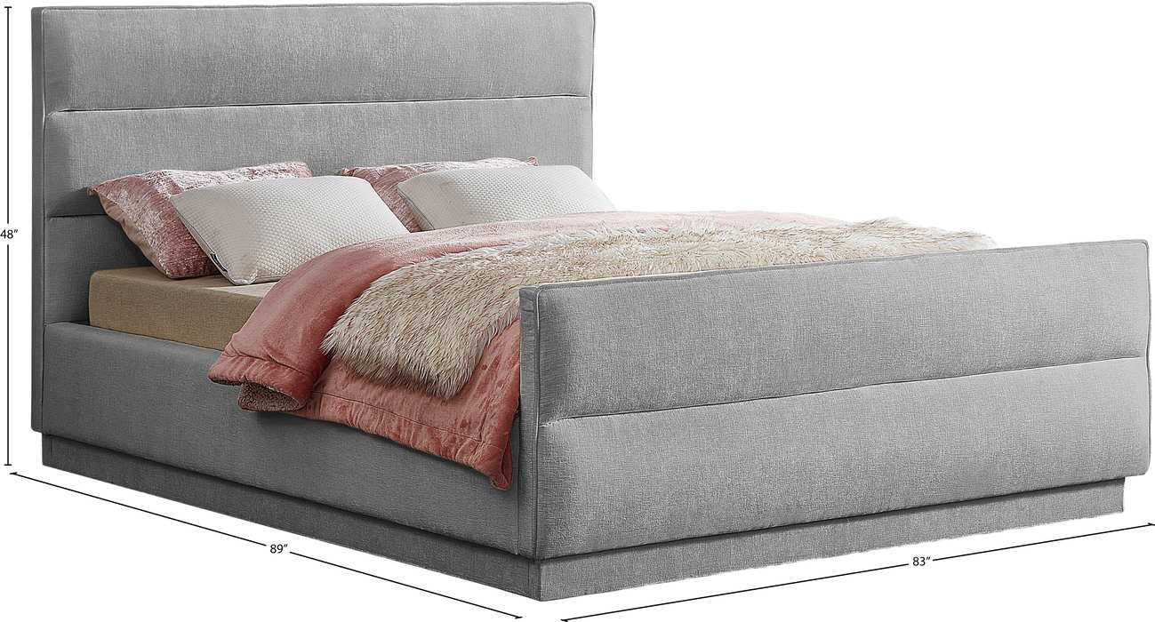 Meridian Furniture - Paxton Grey Chenille Fabric Upholstered King Bed (3 Boxes) - PaxtonGrey-K - GreatFurnitureDeal