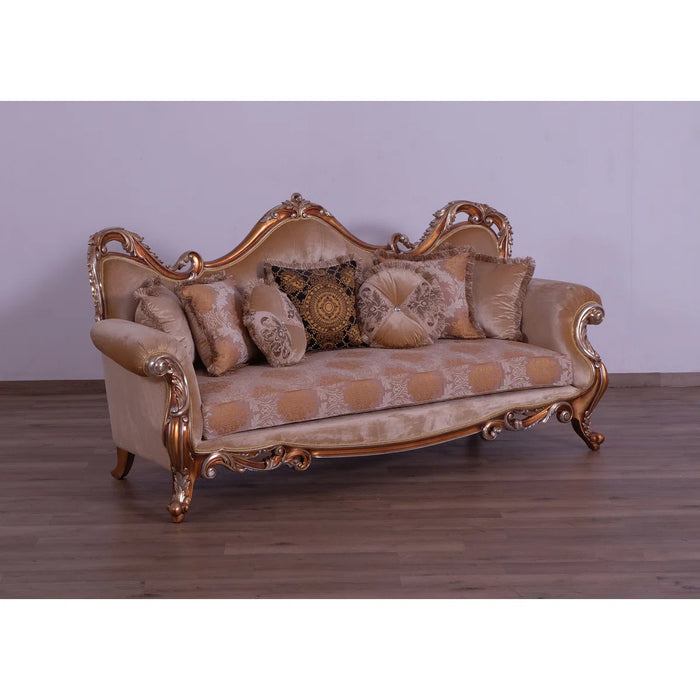 European Furniture - Tiziano Luxury Sofa in Gold & Antique Silver - 38994-S - GreatFurnitureDeal