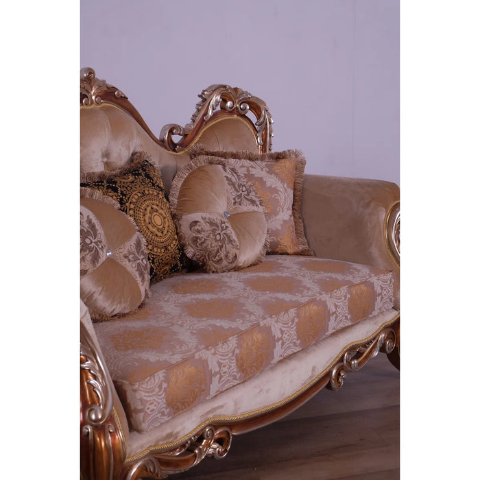 European Furniture - Tiziano Luxury Loveseat in Gold & Antique Silver - 38994-L - GreatFurnitureDeal