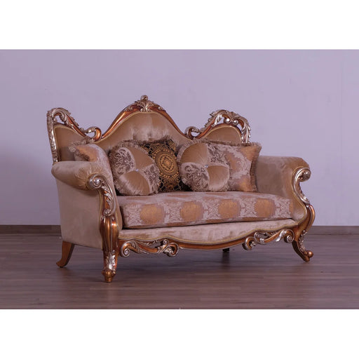 European Furniture - Tiziano Luxury Loveseat in Gold & Antique Silver - 38994-L - GreatFurnitureDeal