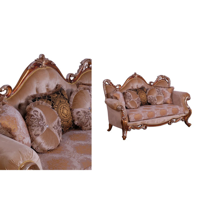 European Furniture - Tiziano Luxury Loveseat in Gold & Antique Silver - 38994-L - GreatFurnitureDeal