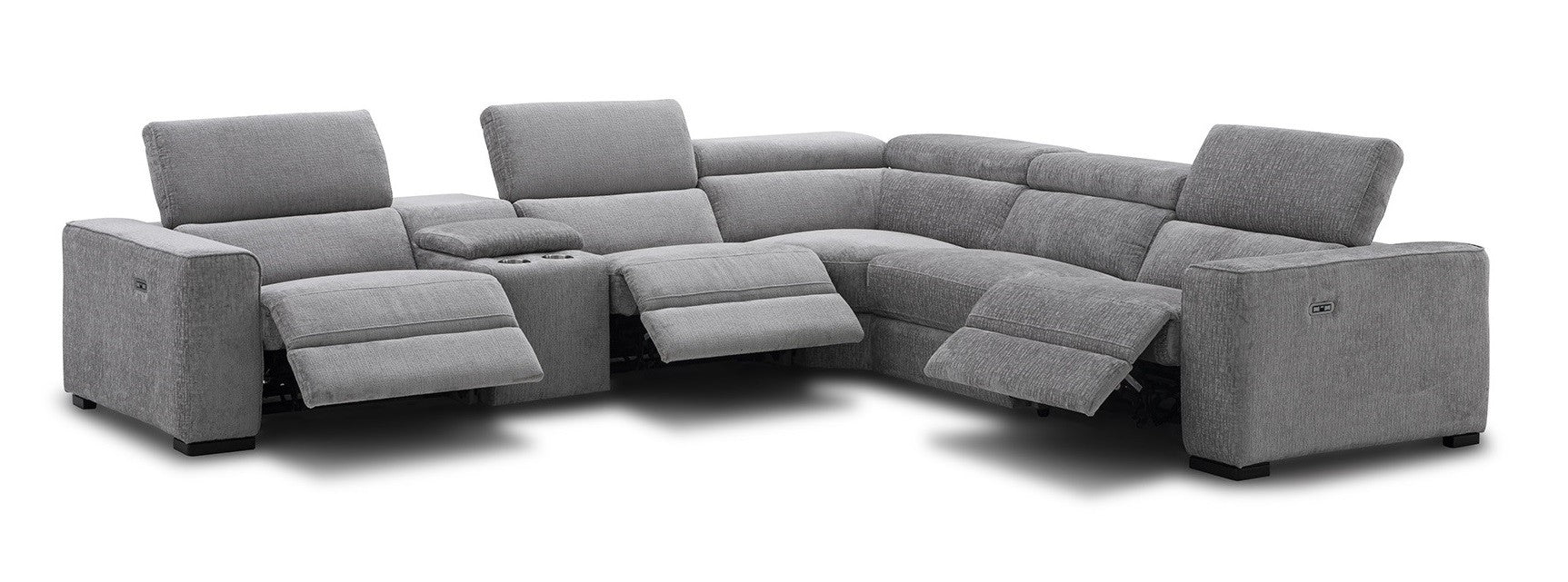 J&M Furniture - Picasso 6Pc Fabric Motion Sectional Sofa In Light Grey - 19965-LTG - GreatFurnitureDeal